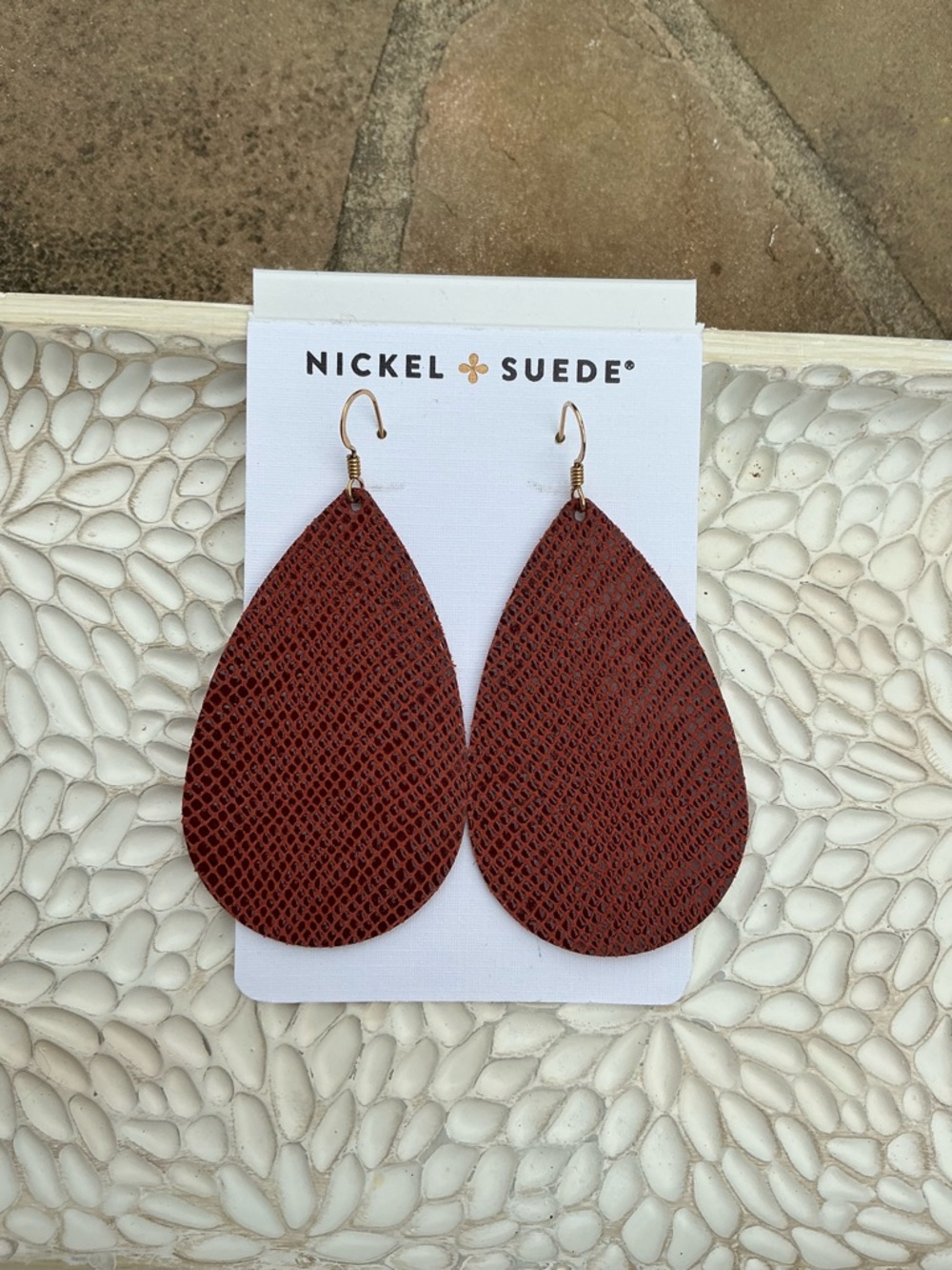 Nickel & Suede Medium Teardrop Earrings